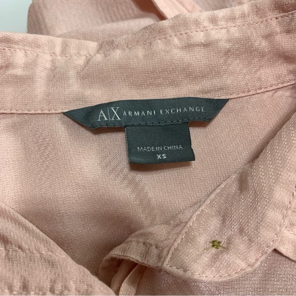 Armani Exchange Baby Pink Semi Sheer Button Down Shirt Blouse Size XS - Picture 7 of 12